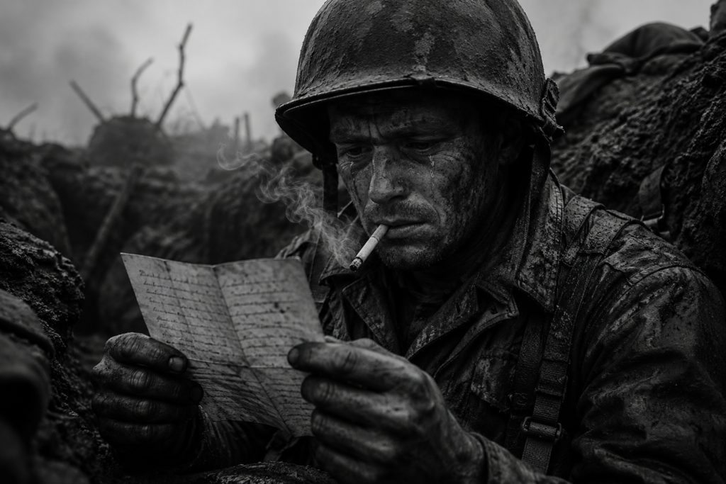Handwritten letters from home beside old photographs symbolizing emotional connection across generations